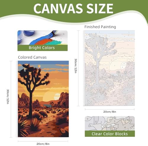 4 Pack Framed Paint by Numbers Kit for Adults Beginner with Wooden Easel, National Park Easy Adult Paint by Number Kits with Frame, DIY Number Painting for Adults Canvas for Home Decor Gift 8x12 Inch