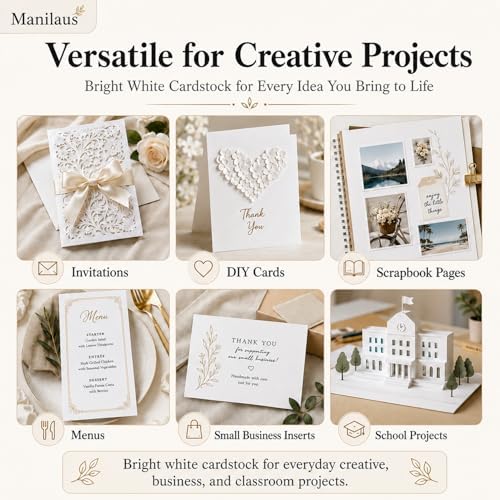 White Cardstock 8.5 x 11, Heavy 80 lb Card Stock Paper, 30 Sheets.
