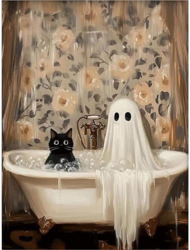 Halloween Paint by Numbers Kit for Adults, Paint by Numbers Adults 16x20 in | Ghost Paint by Numbers for Adults, Halloween Adult Paint by Number Kits Wall Decor Gifts DIY Acrylic Oil Painting