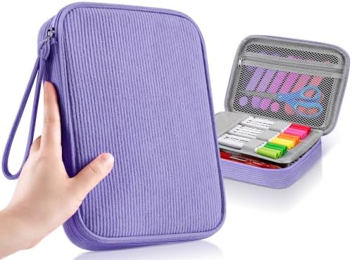 Zannaki Large Capacity Pencil Pouch Organizer | Soft Corduroy Pencil Box for Girls Boys Teens | Cute Big Pen Bag with Multiple Zipper Pockets - Pencil Case Storage for Art Supplies & Stationery-Purple