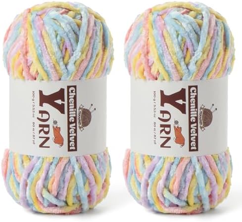 Chenille Crochet Macaron Yarn 2 Pack