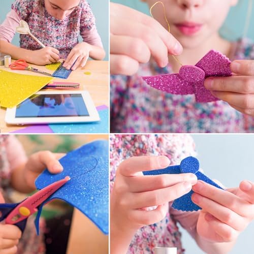 10 Sheets Glitter Cardstock Paper Self-adhesive Backs 30 X 20cm A4 Paper for Easter Father's Day Decor Table Decorations, DIY Crafts Card Scrapbook (Yellow)