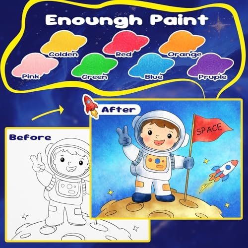 CHICAUP Paint with Water Coloring Books for Kids, Watercolor Paint Set Painting Activity for Kids Ages 3-5 4-8, Arts Crafts Drawing Gift Toy for Boy Girl (Dark Blue)