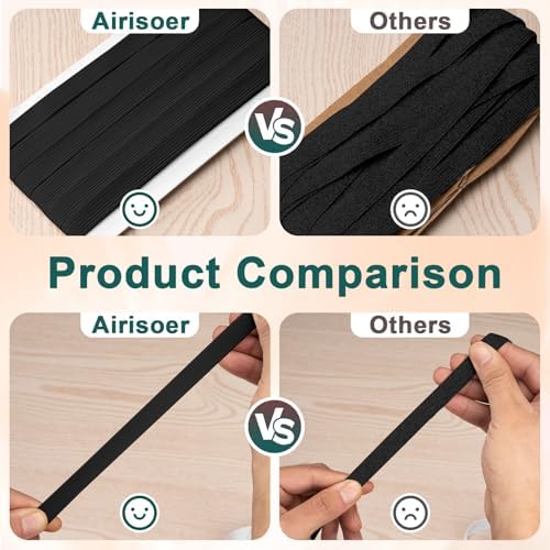 Airisoer Elastic Bands for Sewing 1/2 Inch x 12 Yards, Black