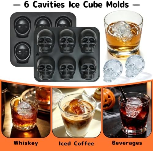 Skull Ice Cube Mold 12 Cavity, 3D Skull Chocolate Mold