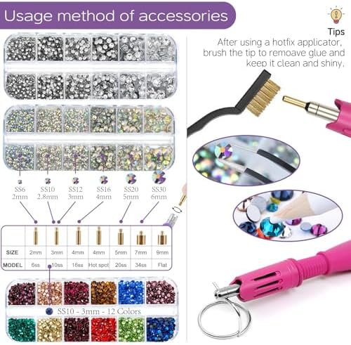 Hotfix Rhinestones Applicator DIY Kit with 4600 Crystals, 19 Pattern Design