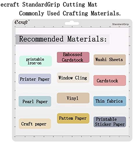 Ecraft StandardGrip Cutting Mat for Silhouette Cameo 5/4/3/2/1: 12X12inch Non-Slip Square Gridded Transparent Quilting Cut Mats Replacement Accessories for Silhouette Cameo.