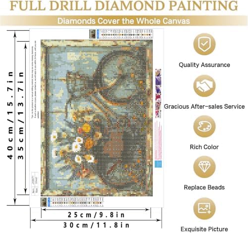 KYOQFVN Bicycle Diamond Painting Kits for Adults, Retro Diamond Art Kits for Adults Beginner, 5D Full Round Drill Diamond Dots for Home Wall Decor 12x16inch