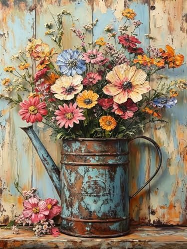 Retro Flower Diamond Painting Kits for Adults, Wildflower Diamond Art