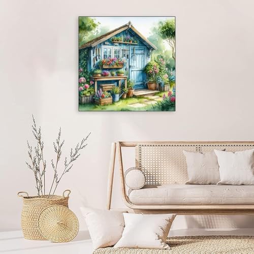 Accompany Wind Diamond Painting Kits for Adults, Garden House Diamond Art Kits for Beginners,5D Round Full Drill Diamonds Gem Art Crafts for Home Wall Decor Gifts 14x14 Inch