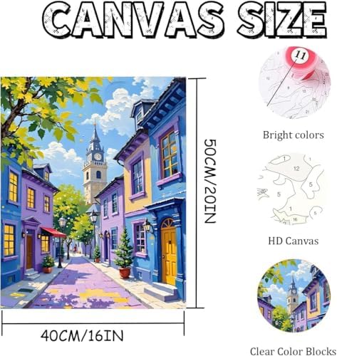 AOSGEDY Paint by Numbers Kit for Adults, Scenery-Cityscape Adults Paint by Number Kits, Landscape Paint by Numbers for Beginners, DIY Acrylic Painting on Canvas for Home Wall Art Decor 16x20 Inch