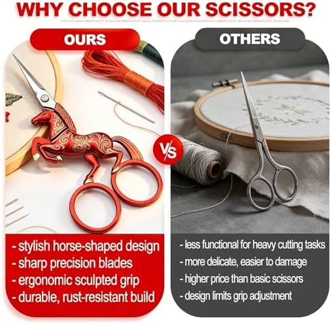 Vintage Unicorn Embroidery Scissors, Sharp Stainless Steel Precision Sewing Scissors, Small Craft Scissors for Embroidery, Thread Cutting, Fabric, Cross Stitch, Knitting, DIY Art