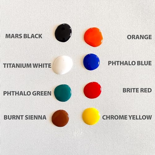 milo Acrylic Paint Set, 8 Primary Colors, 8 oz Bottles, Semi-Gloss