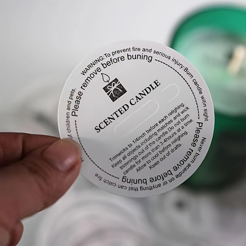 Round Candle Warning Safety Stickers,Labels with Burning Instructions