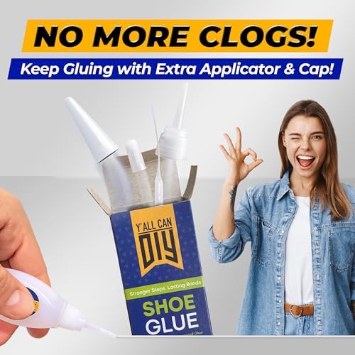 Y’allCanDiy Super Glue for Shoe. 4 Pk x .7 Oz. (20g) Heavy Duty Shoe Adhesive for Shoe Sole Repair and Applicable as Waterproof Boot Shoe Repair Glue. Cyanoacrylate Based CA Glue for Rubber Soles
