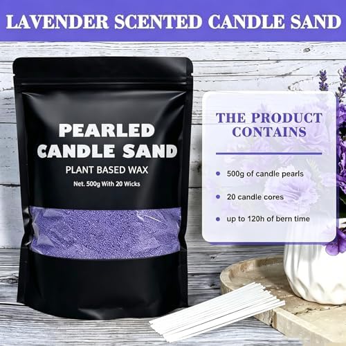 Natural Pearled Sand Candle,1.1LB Purple Sand Wax with 20 Wicks – Lavender Scented Candle, Relaxing Aromatherapy, Stress Relief, Long-Lasting Burn for Birthdays Christmas Anniversaries Home Decor
