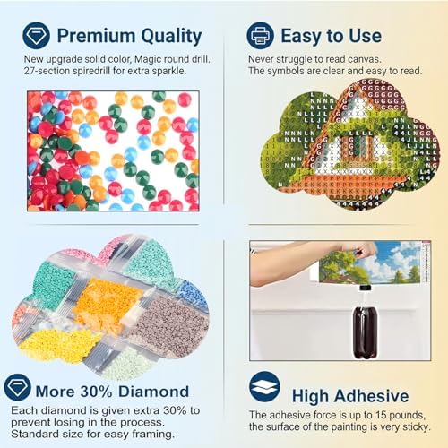 HvasJing Link Diamond Painting Kit for Adults, Lake House Diamond Art Kit