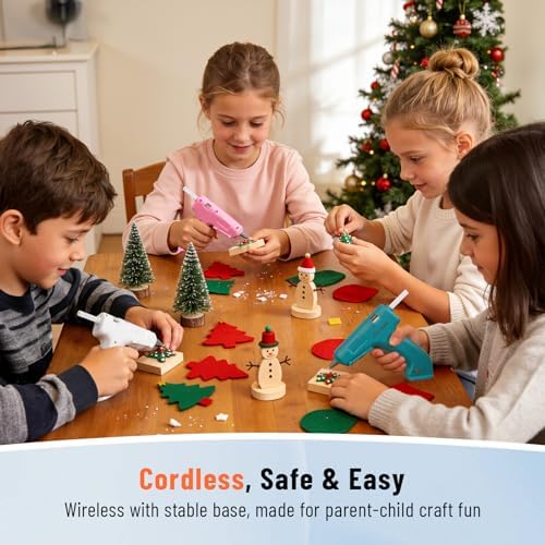 Katerk 3.7V Cordless Hot Glue Gun Kit with 15 Glue Sticks, 90s Fast Heating