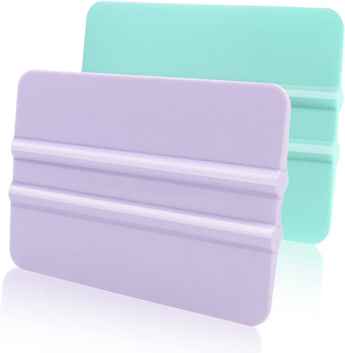WRAPXPERT Squeegee for Vinyl- Felt Vinyl Squeegee 2 Pcs,Purple and Teal Squeegees Scraper Tool Kit for Crafts Car Wrap Window Tint Wallpaper Glass Film Application