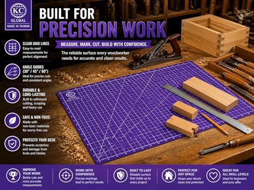 KC GLOBAL A2 (25"x19") Professional Grade Self-Healing Cutting Mat (Purple) - Odor-Free, Double-Sided, eco-Friendly, Durable. Premium Desk mat for Crafting, Sewing, Quilting and Art Projects