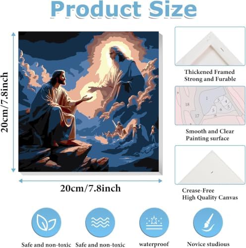 4 Pack Framed Paint By Numbers Kit for Adults, Jesus Paint By Number Kits