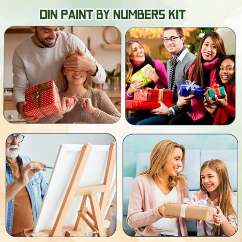 4 Pack Paint by Numbers Kit for Adults, Paint by Numbers with Frame 8x12 In