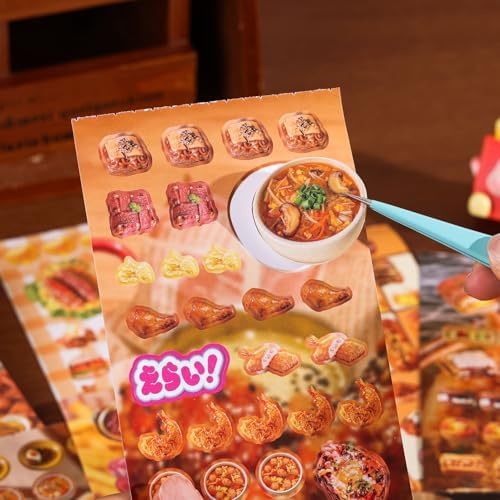 Girl's Japanese Retro Sticker Book, Food and Daily Life Theme - 700+ Cute Old Showa Style Foodie Stickers, for DIY Scrapbooking Journaling Handbook Decoration