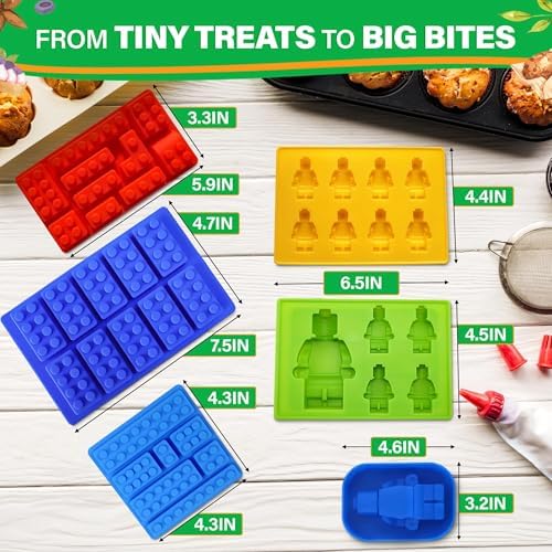 6 Pcs Robot and Bricks Silicone Molds for Chocolate and Candy