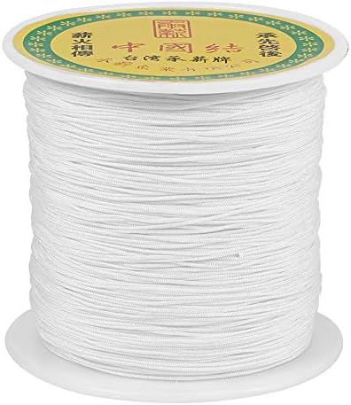 150 Yards 0.5mm Braided Nylon Crafting Thread Chinese Knotting Beading String Macrame Cord Rope for Necklace Bracelet Jewelry Craft Making, White