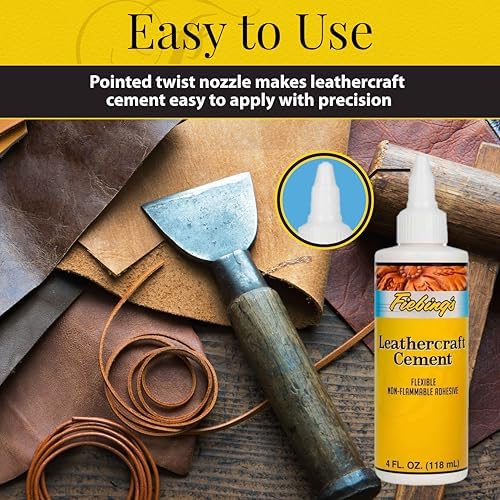 Fiebing's Leathercraft Cement - 4 oz Leather Glue Adhesive - Quick Drying, High Strength, Flexible, Permanent Bonding Leather Repair for Jackets, Shoes, Furniture, Purse - Non-Toxic & Non-Flammable