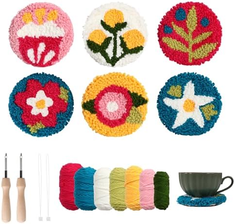 Emri Lane Punch Needle Kit – 6 Floral Design Punch Needle Embroidery Kit