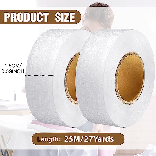 Outus 2 Rolls Hemming Tape Fabric Adhesive Hem Iron on No-Sew Hemming Tape for Pants Each 1/2 Inch (White)