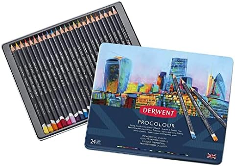 Derwent Colored Pencils, Procolour Pencils, Drawing, Art, Metal Tin, 24 Count (2302506)