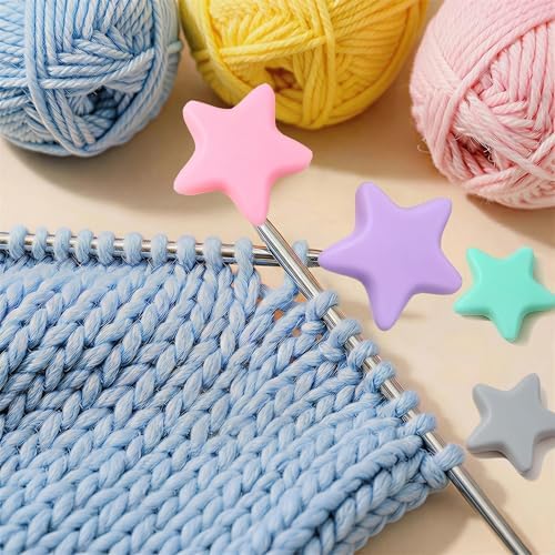 ZZXLLRO Star Knitting Needle Stoppers Silicone Point Protectors Accessories-1.38 Inch Diameter Fit Size 2.5-13 (3mm-9mm) for All Different Needle Materials