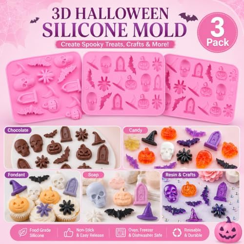 Halloween Silicone Molds, Ghost Silicone Molds (3PCS)