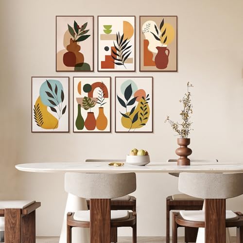 6 Pack Paint by Numbers Kit for Adults Beginner Easy Plants, 8x12 Inch | Minimalist Plant DIY Acrylic Painting by Numbers, Without Frame Canvas, Stress Relief Craft Kits, For Home Wall Decor Gift