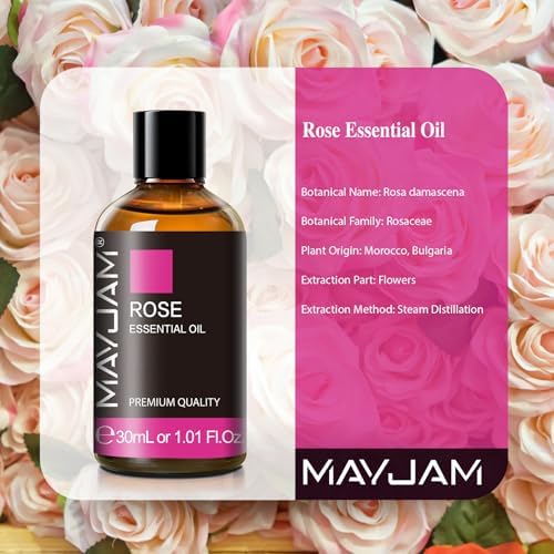 MAYJAM Rose Essential Oil for Diffuser Soap Candle Making, 1.01fl.oz