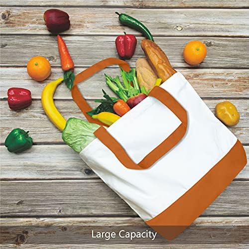 TOPDesign 1-Pack Super Strong Large 12oz Cotton Canvas Tote Bag, Reusable Grocery Shopping Cloth Bag, Fashionable Two-Tone Tote for Crafts, DIY Your Creative Designs