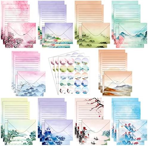 TaoBary 160 Pcs Ink Painting Stationery Paper and Envelopes Set