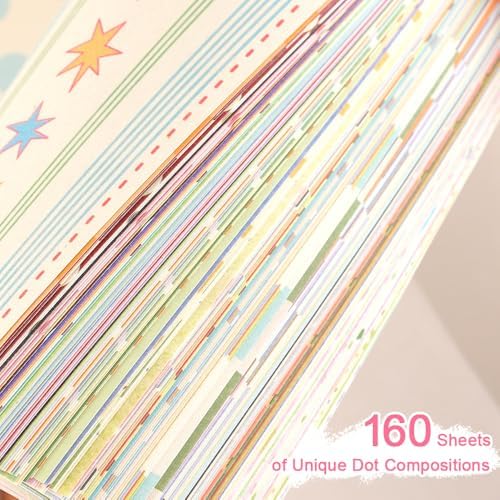 icceemee 160 Sheets of Colorful Dots Scrapbook Paper, journaling Scrapbook Supplies Craft Collage Paper Set, Junk Journal Bullet Journal Poster Room Decor for Card Making Decorative Gifts