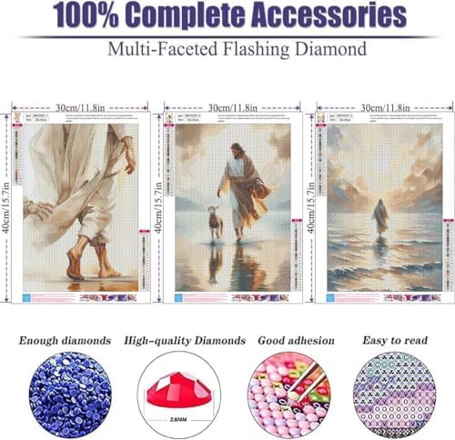 3pack Jesus Diamond Art Kits for Adult Diamond Painting Kit for Beginner