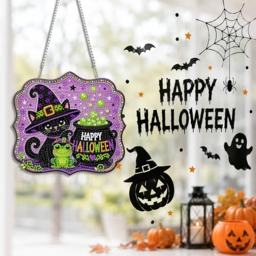 Halloween Diamond Art Hanging Kit for Adult, Diamond Art Painting 8x8inch