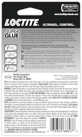 Loctite Super Glue Ultra Gel Control, Clear, 0.14 fl oz Bottle, 6 Pack - Superglue for Plastic, Wood, Metal, Crafts & Repair, Cyanoacrylate Adhesive Instant Glue, Quick Dry