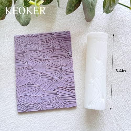 KEOKER Polymer Clay Texture Roller, Polymer Clay Roller for Making Earrings, Like Polymer Clay Texture Sheets, Great Work with Polymer Clay Cutters (Boho A), Floral A