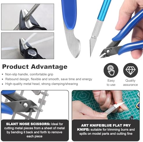 Fippy 11PCS Model Kit Tools, Gundam Model Tool Kit, Hobby Building Tools Kit for Gundam Basic Model Assembling, Building and Repairing