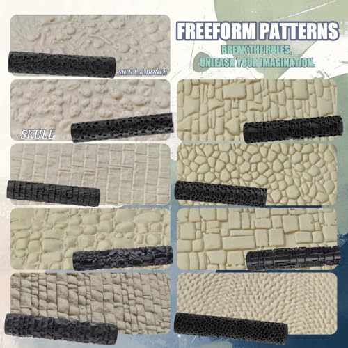 18-Piece Texture Roller Set, Tabletop Terrain Road Pattern Tool