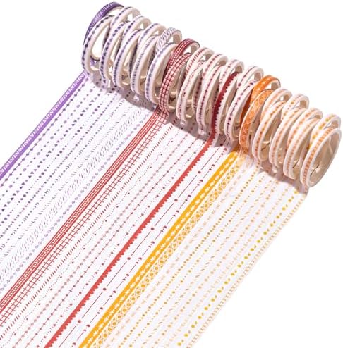 EORTA 30 Rolls Pastel Floral Washi Tape Set, Thin 5mm Skinny Masking Tape (0.19 Inch Wide), Decorative Planner Tape for Scrapbooking, Journaling, Gift Wrapping & DIY Crafts (Bright Colorful Mix, 5mm)