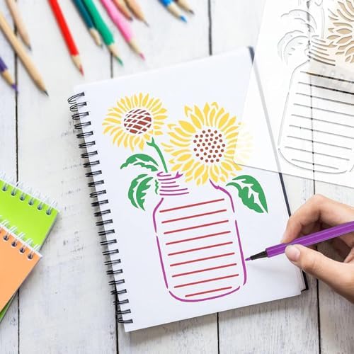 Journal Stencils 35 Pcs Set, Journal Planner Colored Pens 24 Pcs Set, Reusable Plastic Templates for Planners, Calendars, Notebooks, Daily Weekly Monthly Layouts, Letters, Numbers, Decorative Designs