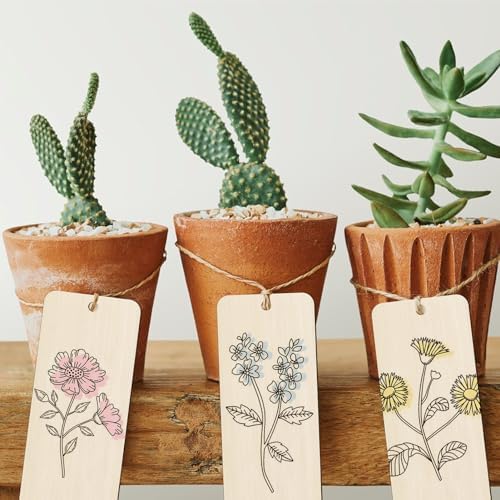 120 PCS Wood Blank Bookmarks Set with 10M Rope