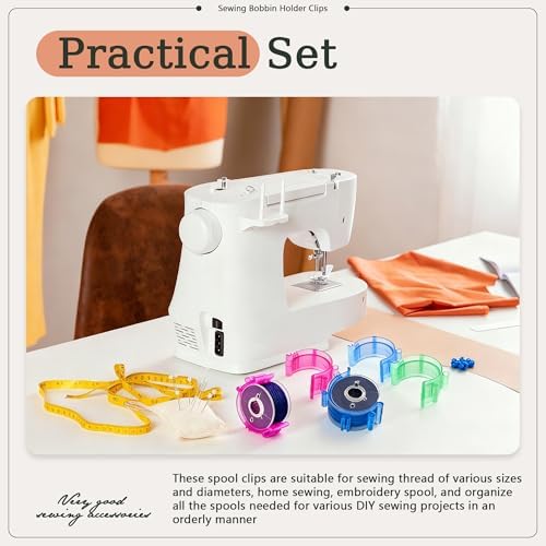 AILUHONG 85pcs Sewing Bobbin Holder Clips 5 Colors Transparent Thread Bobbin Huggers Sewing Accessory for Thread Spool Organizing Embroidery Quilting (5color-85pcs)